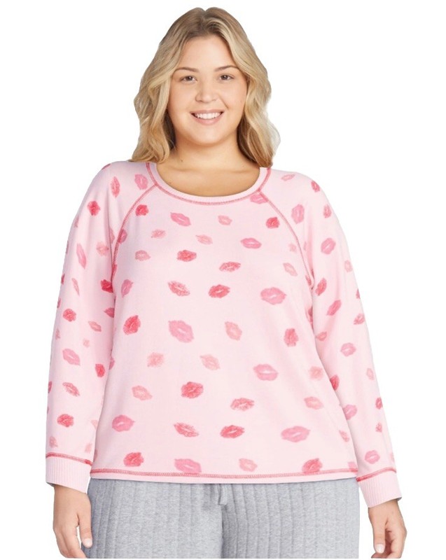 Joyspun Women's Pink Sky Kisses Sleep Pajama Top Size Large NWT