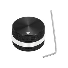 Aluminium Potentiometer Knobs, 1/4" w Black White Rubber Ring, Black