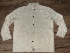 LRL Ralph Lauren Hand Knit Wool Cardigan XL Aran Cable Fisherman Sweater Snow