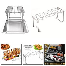 For Stainless Steel Chicken Wing Stand with Drip Tray for Healthier Cooking
