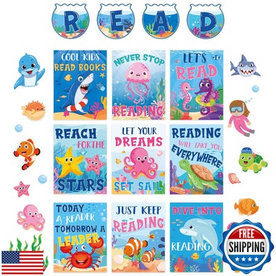 JarThenaAMCS 35Pcs Under The Sea Reading Classroom Bulletin Board Decorations