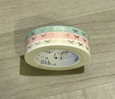 NEW Simply Gilded Pink White Blue w/ Gold Bows 5 mm washi tape set of 3 rolls