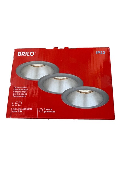 3X Briloner Einbaustrahler Gu10 Fassung Chrom-Matt Einbauleuchten Vertieft Ø95Mm-image