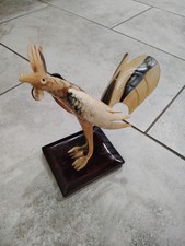 ART Vintage 8 Rooster Hand -Carved Horn. Home decor piece Made In Mexico