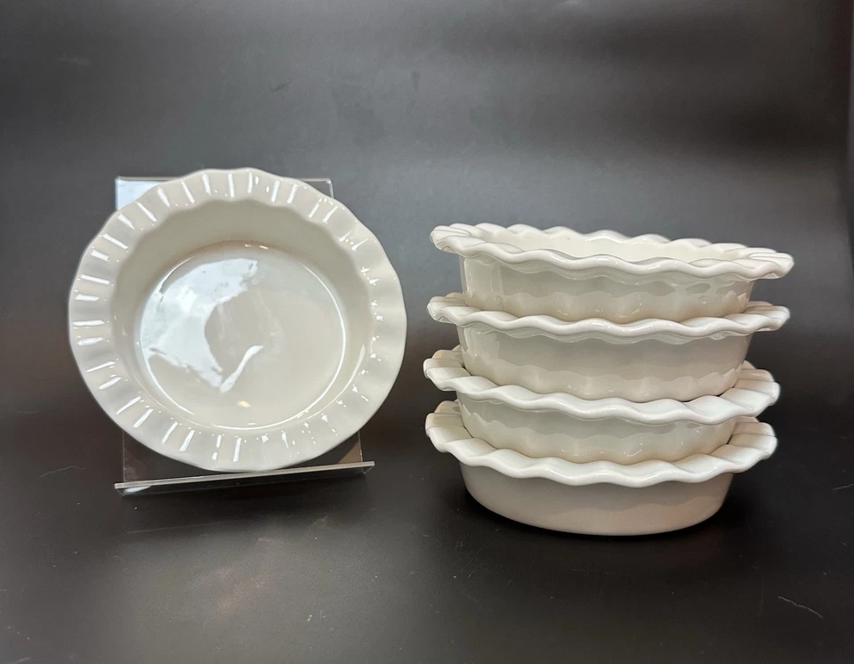 NEW Circa White Ruffle Mini Dessert Ramekin Dish Set of 5 Porcelain Bowls - Image 2 of 4