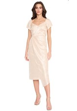 Tahari ASL Tahari Women's Sweetheart-Neck Asymmetric-Hem Midi Dress Champagne 14