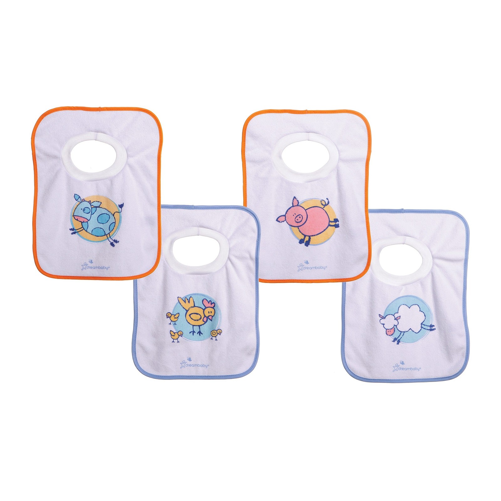 Dreambaby Terry Cloth Baby Bibs Pack of 4 Extra Large Absorbent Cotton Bibs