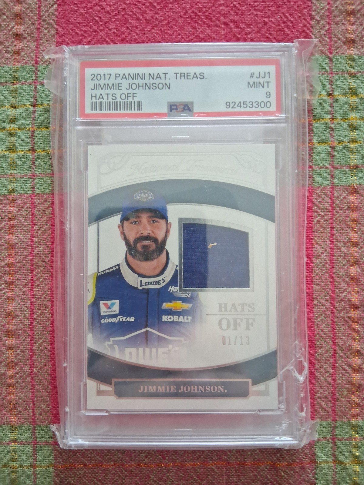 2017 Panini Nat. Treasure Jimmie Johnson Hats Off Psa 9