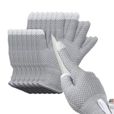 4 Pair Level 5 Protection Cut Resistant Gloves Touchscreen, Gray, Medium