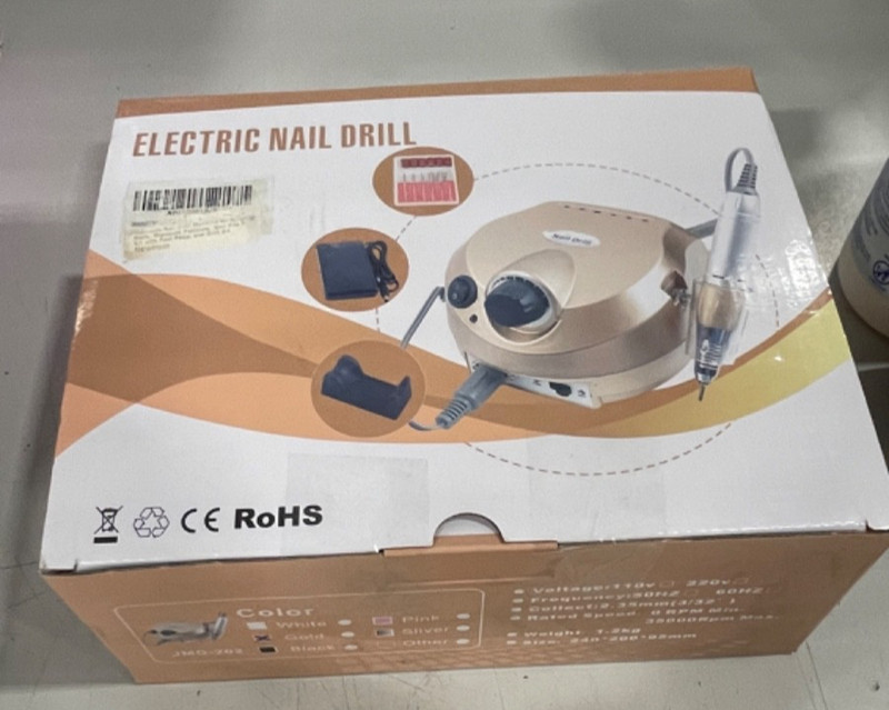 Electric Nail File Pedicure Kit Gold Color Manicure Machine Nail Drill Bits Set