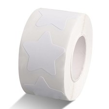 Dimeho 500 Pcs Star Stickers Roll - 1 Inch Self-Adhesive Small Stars - White