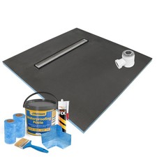 Linear Wet Room Shower Tray Former with Drain and Waste Walk In Kit 20mm Thick