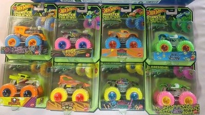 Hot Wheels Glow in the Dark Monster Trucks Glow in the Dark Lot of8 GITD Toy Car