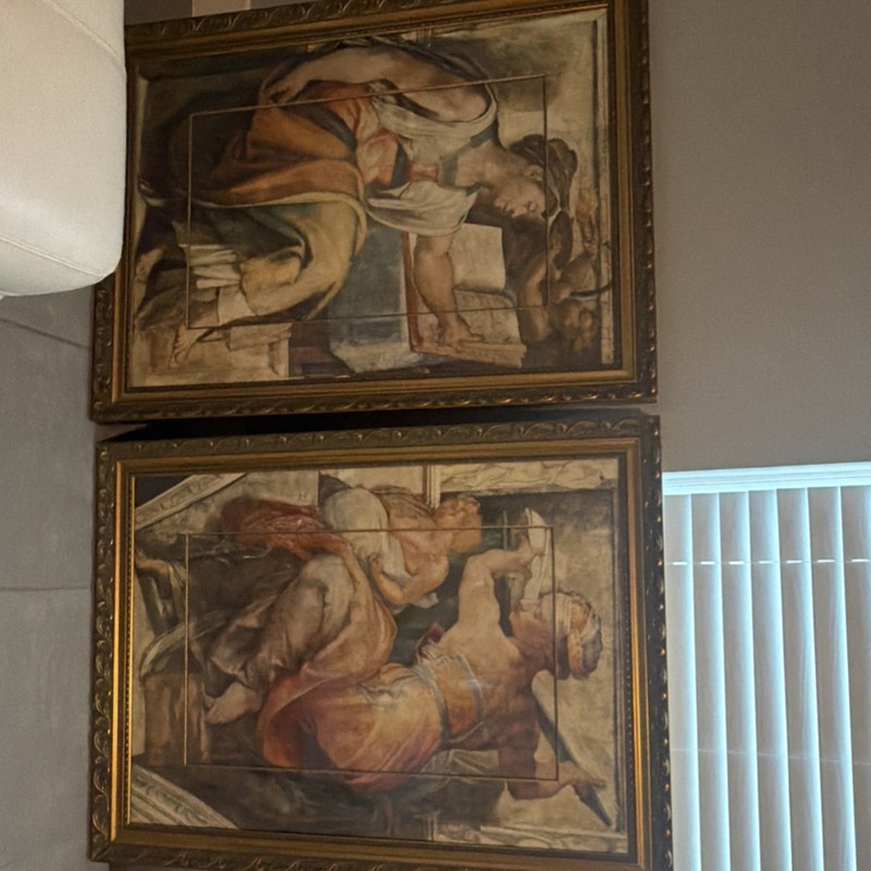Framed Oil Paintings Set - Realism Figures Women on Canvas, Medium Size