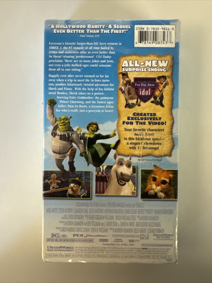 Dreamworks Shrek 2 Universal VHS Movie 2004 Mike Myers Eddie Murphy NEW ...