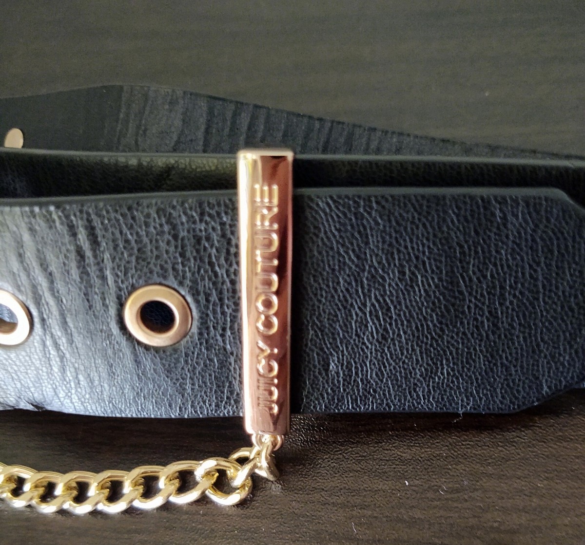 Juicy Couture Black Belt with Gold Heart Buckle Size L/XL Juicy Couture Heart Belt Bag – En Rose Vintage main image 3