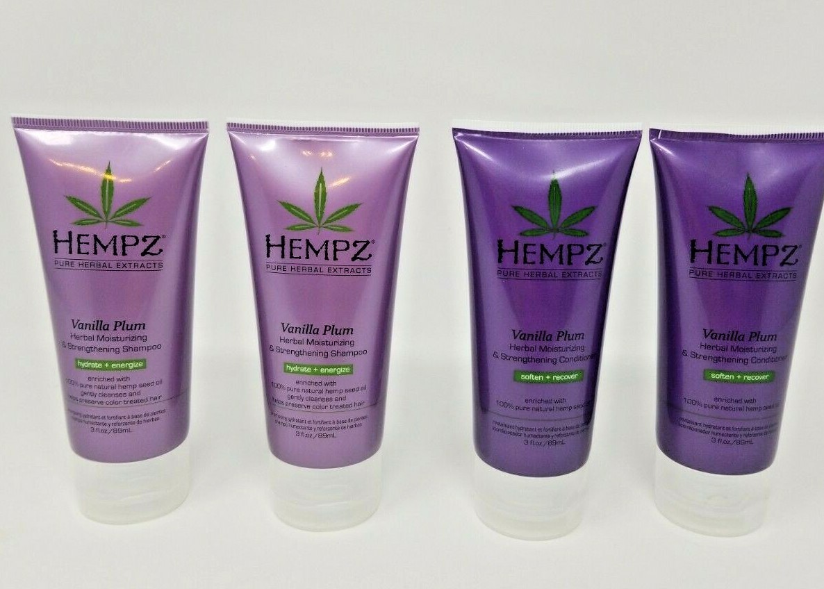 HEMPZ Vanilla Plum 2 Shampoo & 2 Conditioner Pure Herbal Extracts 3 oz Ea