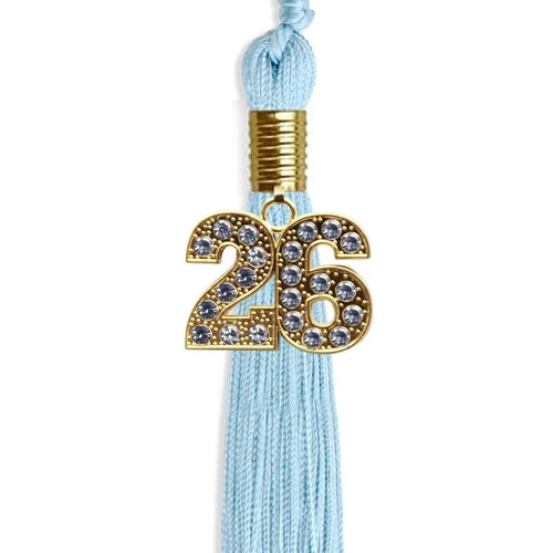 Borla azul claro Endea Graduation con gota de fecha dorada - Imagen 7 de 21