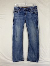 ROCK REVIVAL Jeans Size 28 Charlotte Easy Boot Cut Stretch Whiskered Embellished