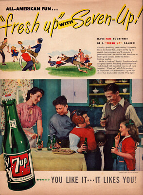 7 Up Seven Up Family Football Kitchen Cookies Children Vintage Print Ad 1946
