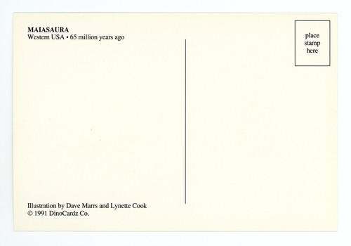 Postcard Maiasaura 1991 Dinosaur DinoCardz Cretaceous Dave Marrs Lynette Cook - Picture 2 of 2
