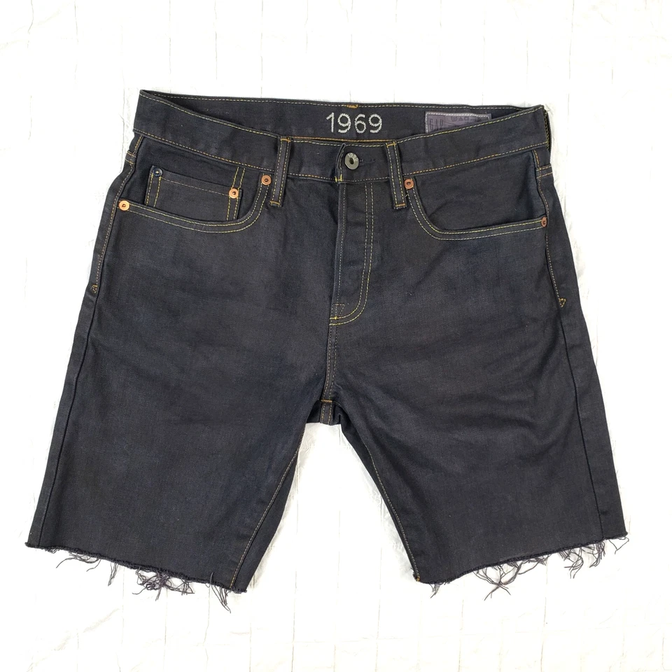 Gap 1969 男式 31 码修身灰色日本镂空牛仔剪裁短裤 Jean Jort — 第 2/4 张图片