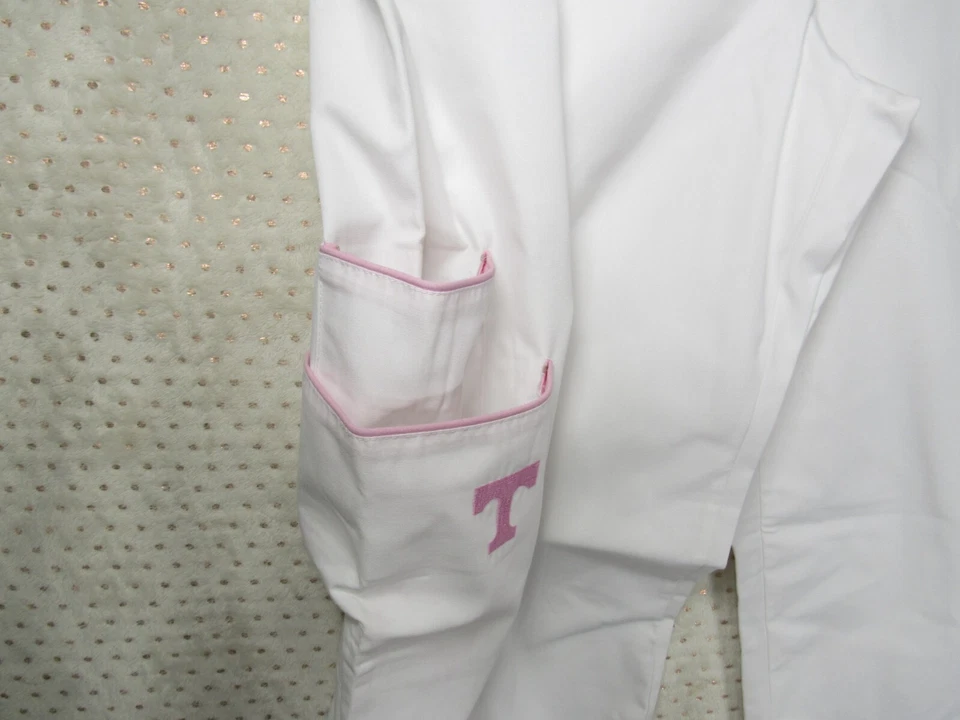 Dudz Scrub 3pkt drawstring-waist Scrub Pants White Pink T Vols Tennessee L "New" - Image 4 of 4