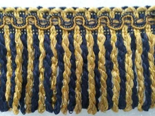 6 yards BULLION FRINGE 4" - NAVY BLUE/GOLD - Upholstery Chair Couch Fabric Trim 