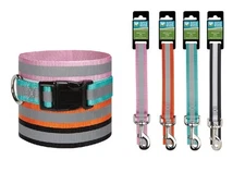 Reflective Safety Dog Collars & Leads Bright Color Stylish Safe For Walking Dogs