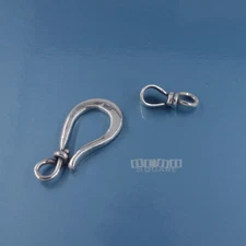 Large Oxidized Solid Sterling Silver Hook Eye Clasp Connector 28mm (1.1") #44012