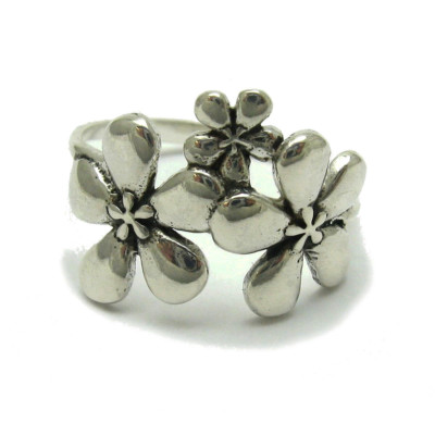 Handmade 925 Silver Ring - Flower Motif - Playful Ladies Ring 15mm
