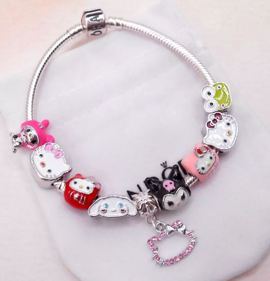 Pandora Bracelet with Pink Character Themed Charms