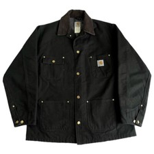 Vintage Carhartt Chore Coat Jacket Blanket Lined Corduroy/Canvas Black Union USA