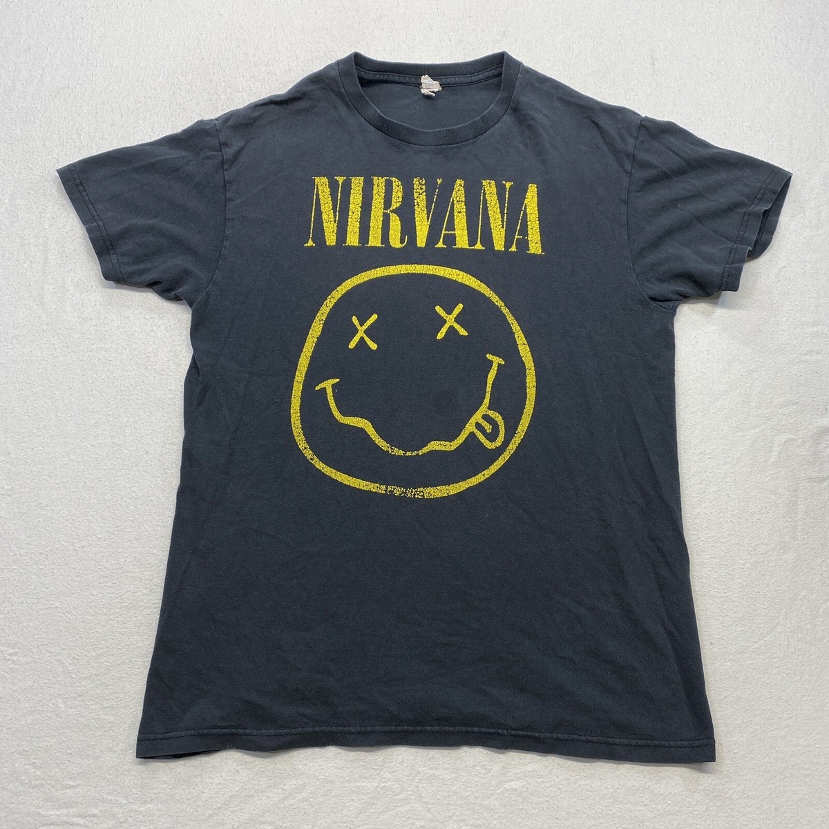 Vintage Nirvana T Shirt Adult Medium Black 90s Smiley Logo Delta 