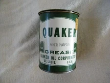 VINTAGE QUAKER OIL MULTI-PURPOSE GREASE METAL CAN 1 LB Empty 4.5"