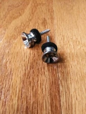 CHROME GUITAR STRAP BUTTONS WITH STAINLESS SCREWS AND BLACK FELT, STRAT STYLE
