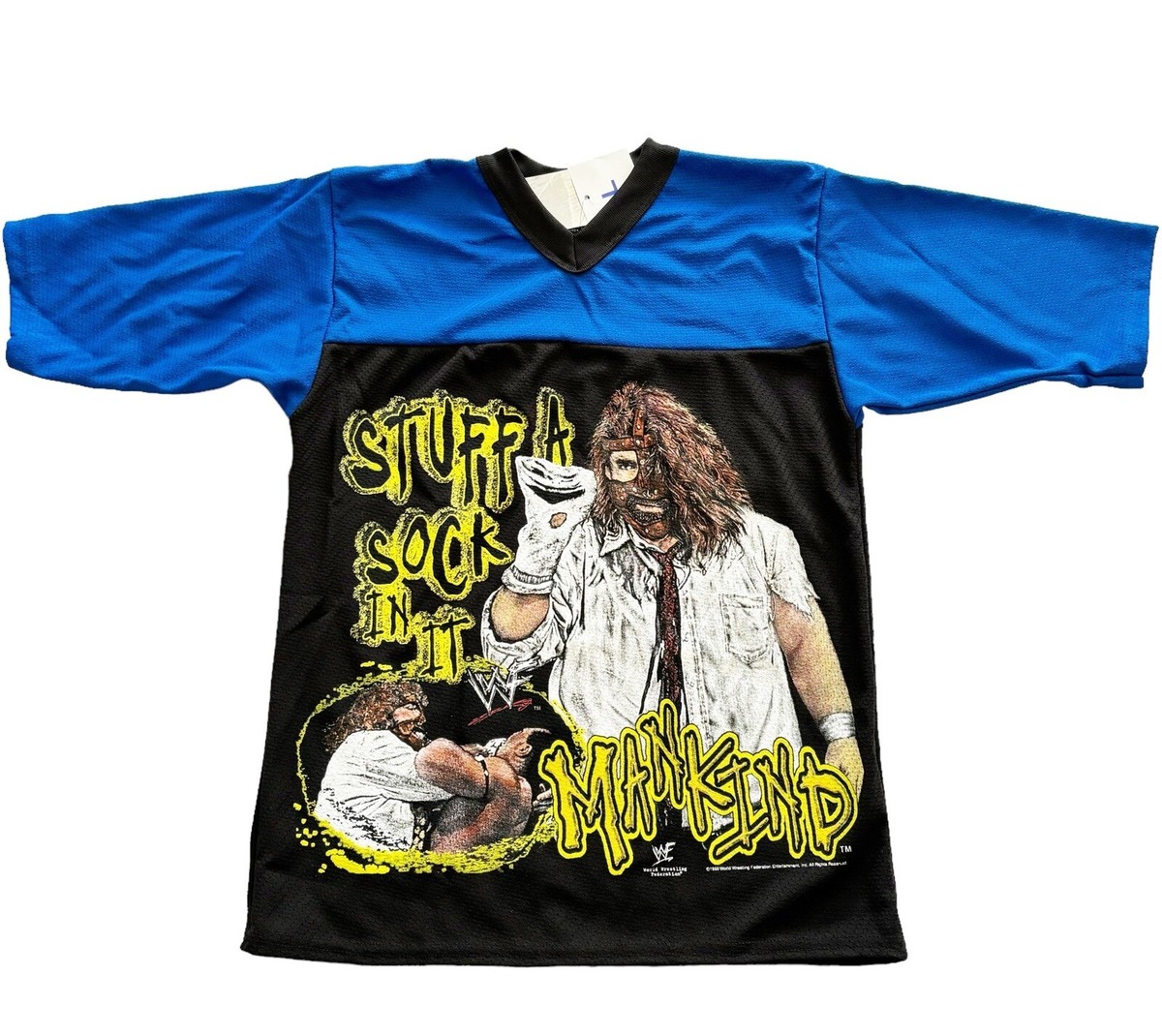 VTG WWF 1999 Mankind Talk To The Sock Wrestling Mesh Jersey