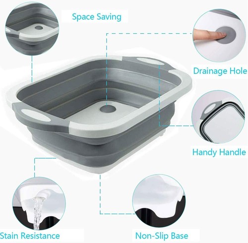 Chopping Cutting Board Folding Drain Camping Basket Multi-Function 3 In 1 Sink - 第 5/7 張圖片