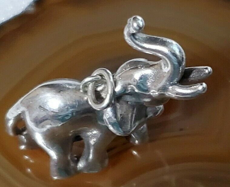 LUCKY ELEPHANT TRUNK UP PENDANT STERLING SILVER Gem