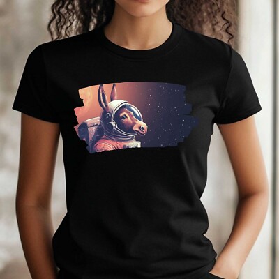 Frauen T-Shirt Esel als Astronaut Motiv Baumwolle Größe S bis 3XL