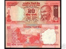 INDIA 20 RUPEES P-89A ND 2002 x 1 Pcs UNC MAHATMA GANDHI BJ SIGN MONEY BANK NOTE