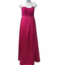 David's Bridal Strapless Lace Bodice Maxi Wedding Dress Size 6 Begonia Pink