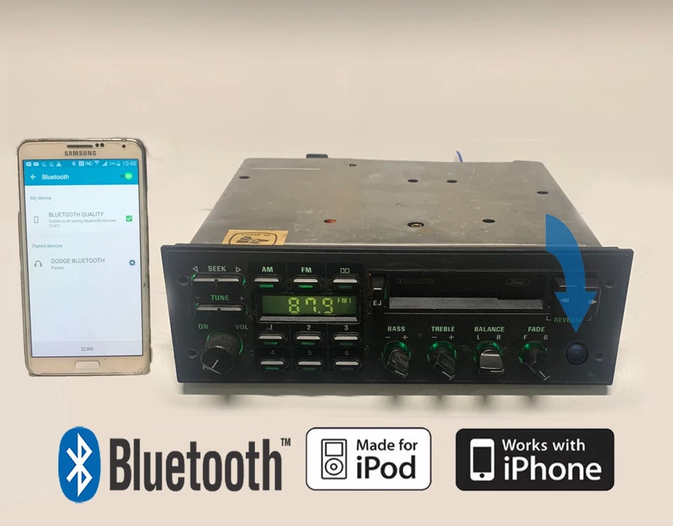 Radio AM/FM Ford 89-95, se adapta a Cougar Thunderbird, Arrostar Probe BLUETOOTH OEM Foto 2 de 4