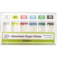 META ABSORBENT PAPER POINTS 15-40 COLOR CODED PACK OF 200