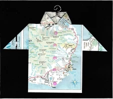 Origami Map Shirt Hawaii, Kauai, Lihue, Kapaa, Poipu, Koloa, Wailua River, LIH