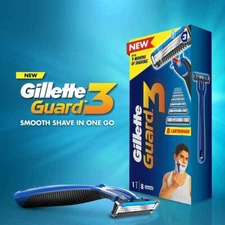 GILLETTE Guard 3 Single Razor with 8 Blades (Pack of 9)
