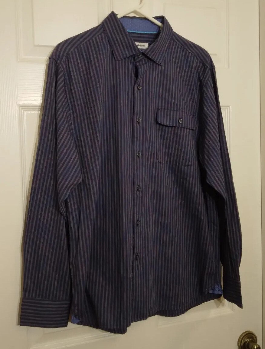 Tommy Bahama Navy Stripe Shirt Medium