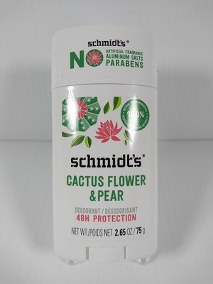 Schmidt's Natural Deodorant Stick Cactus & Pear Aluminum Free 48hr FREE SHIPPING