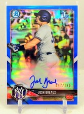 2018 Bowman Chrome 1st Josh Breaux Blue Refractor Auto 47/150 Yankees ROOKIE RC 