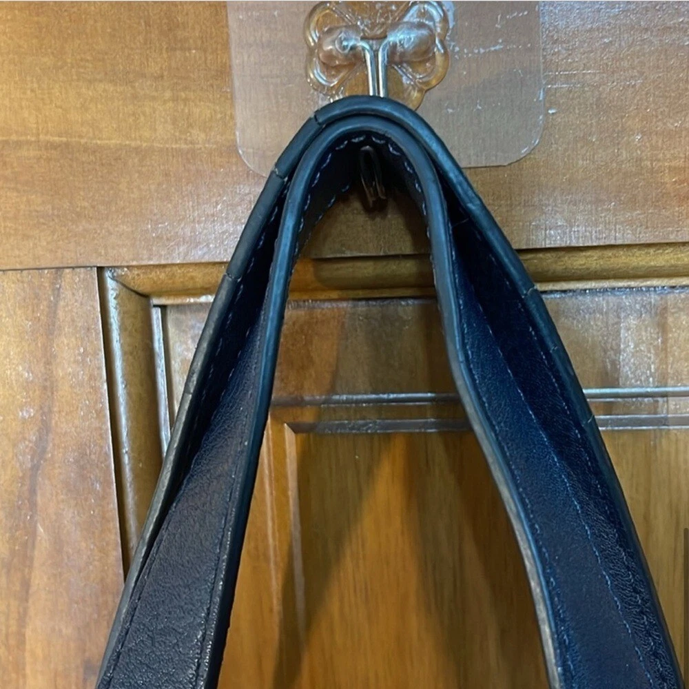 ZARA Trafaluc Borsa Tote Bag 100% Pelle Blu Navy Imbottita per Laptop 3 Scomparti